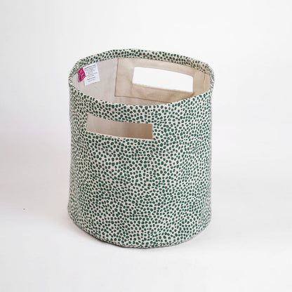 MODERN RETRO - Canvas basket, aqua green dot print, storage basket, fabric bin, sizes available