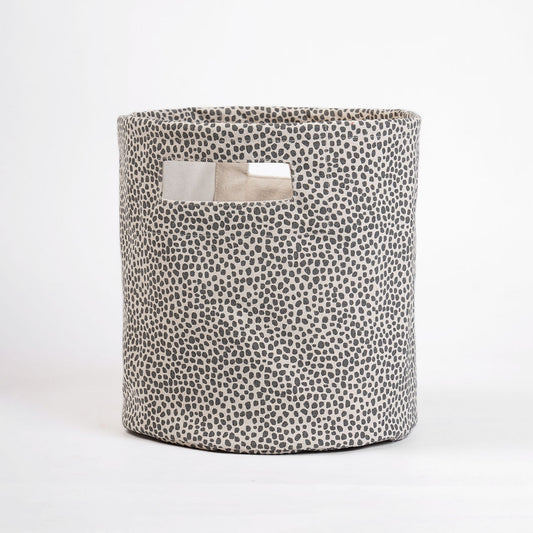 MODERN RETRO - Canvas basket, grey dot print, storage basket, fabric bin, sizes available