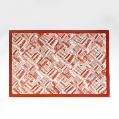 MODERN RETRO - Terracotta cotton rug, stripe print, mid century modern, sizes available