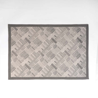 MODERN RETRO - Grey cotton rug, stripe print, mid century modern, sizes available