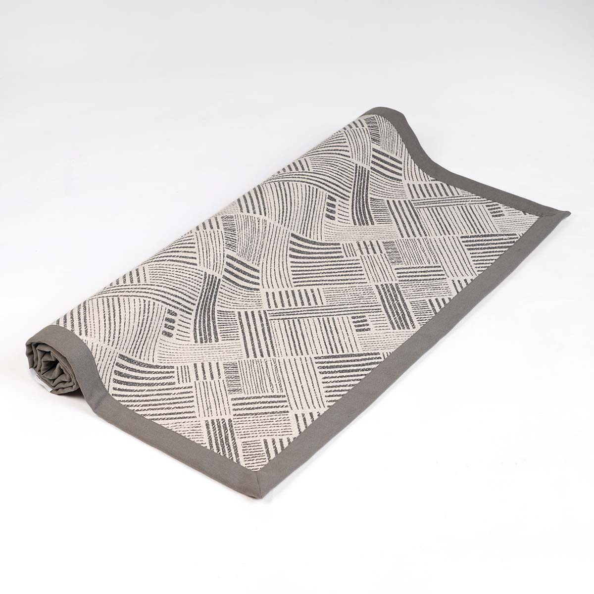 MODERN RETRO - Grey cotton rug, stripe print, mid century modern, sizes available