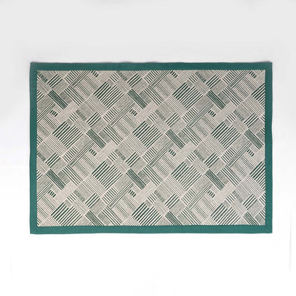 MODERN RETRO - Aqua Green cotton rug, stripe print, mid century modern, sizes available