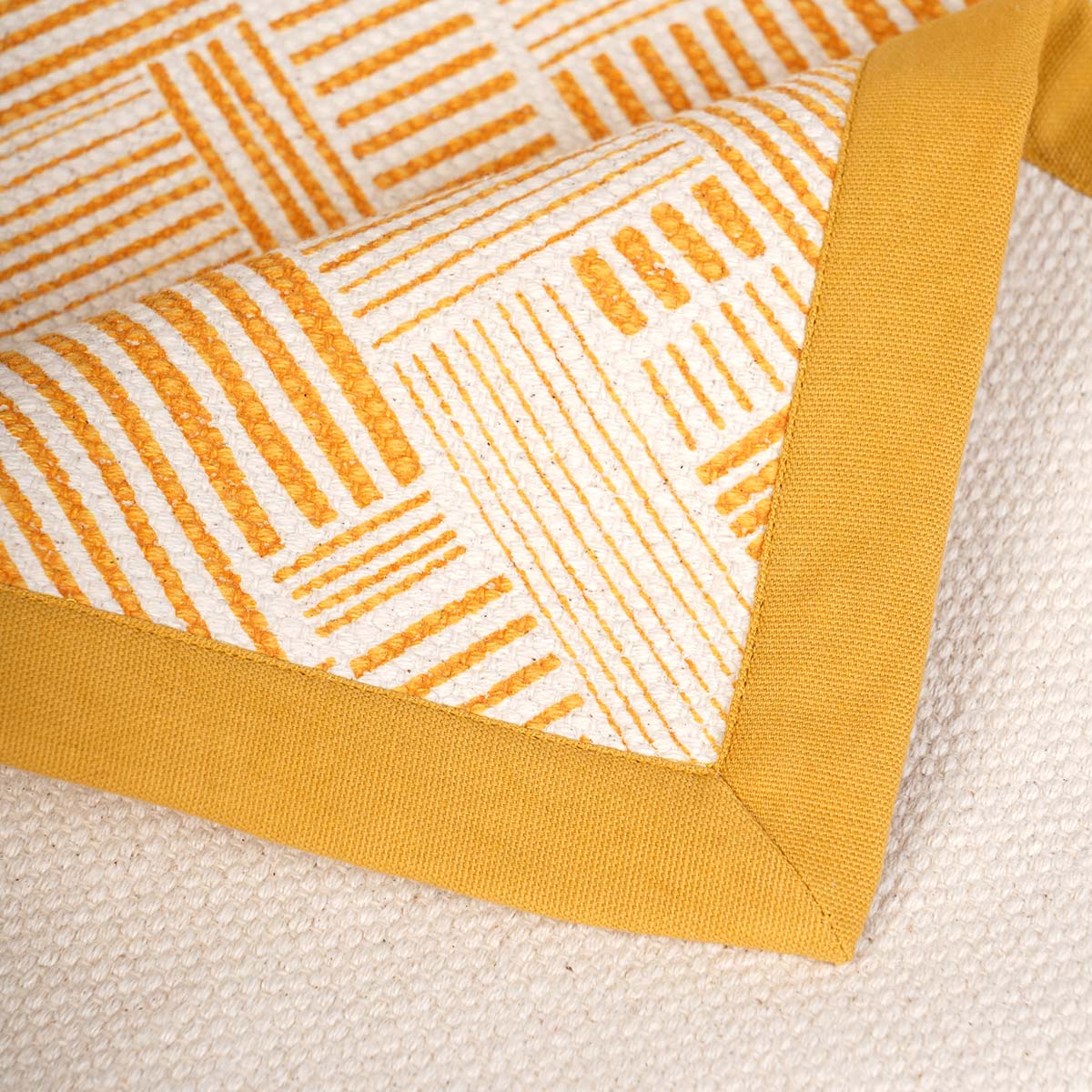 MODERN RETRO - Mustard yellow cotton rug, stripe print, mid century modern, sizes available