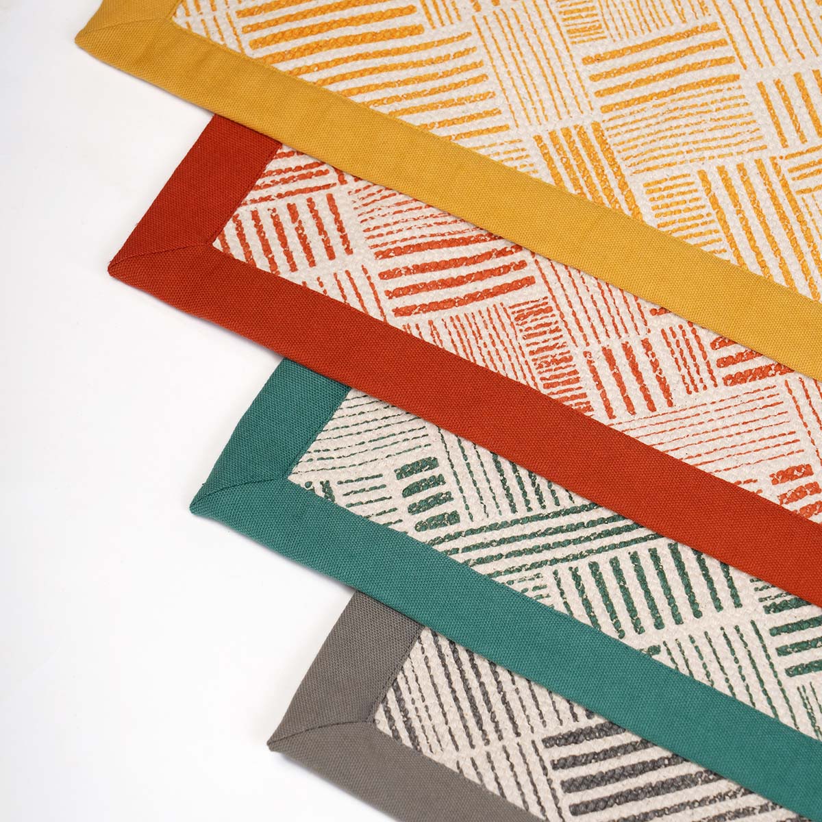 MODERN RETRO - Terracotta cotton rug, stripe print, mid century modern, sizes available