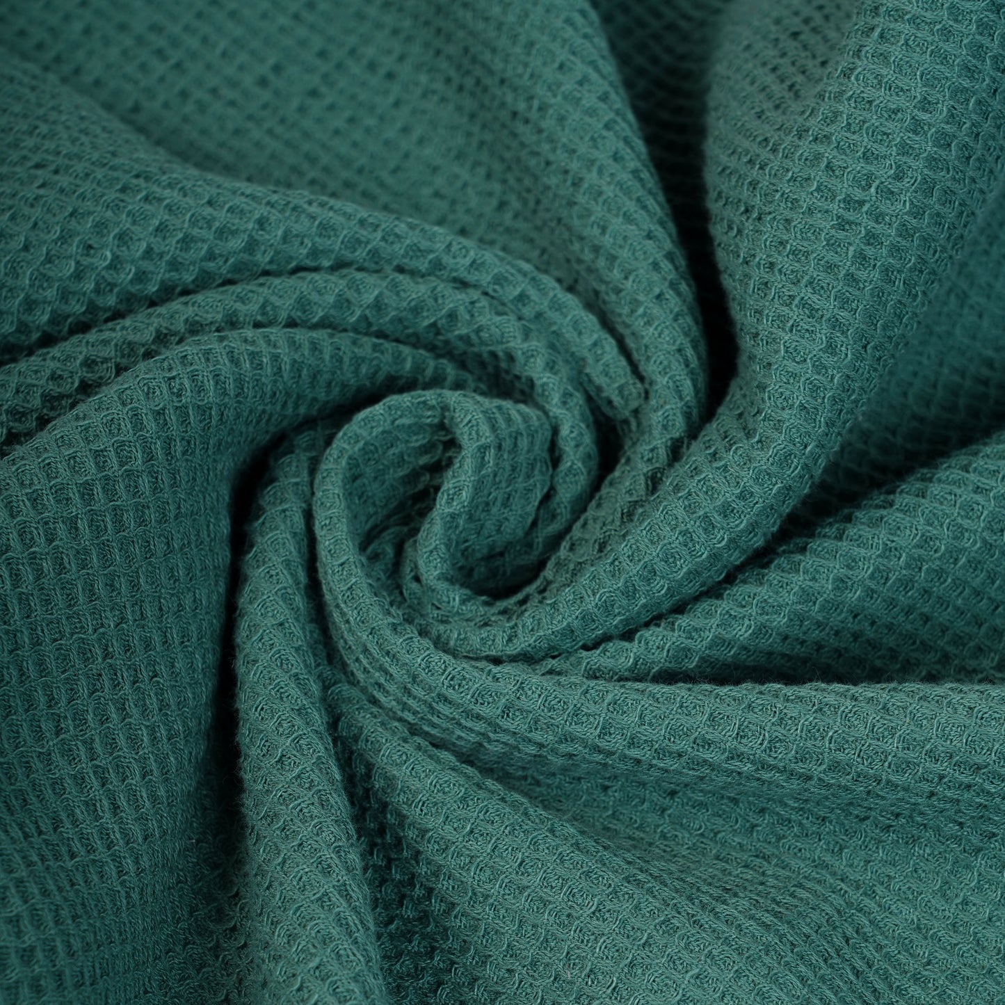 MODERN RETRO - Aqua Green waffle napkin with black micro pompom lace edging.