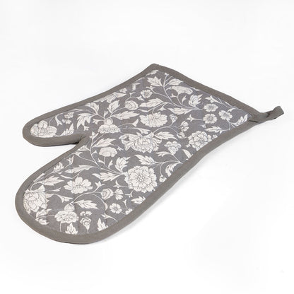 Kalamkari Grey quilted oven mitt, quilted potholder, kitchen accessory, pure cotton