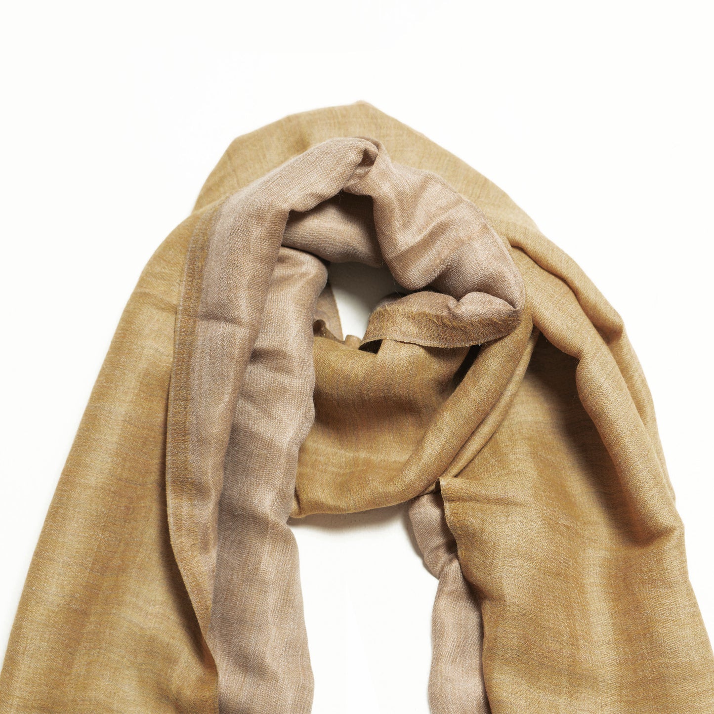 Mustard yellow and gold fine wool and zari scarf, reversible stole