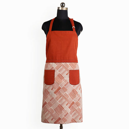 MODERN RETRO - terracotta stripe print cotton apron, size 27"X 35"