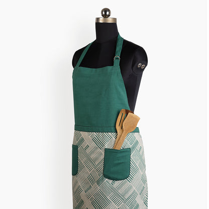 MODERN RETRO - Aqua Green print cotton apron, size 27"X 35"
