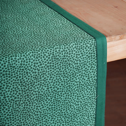 MODERN RETRO - Aqua Green cotton Table runner, dot print with border and embroidery, sizes available