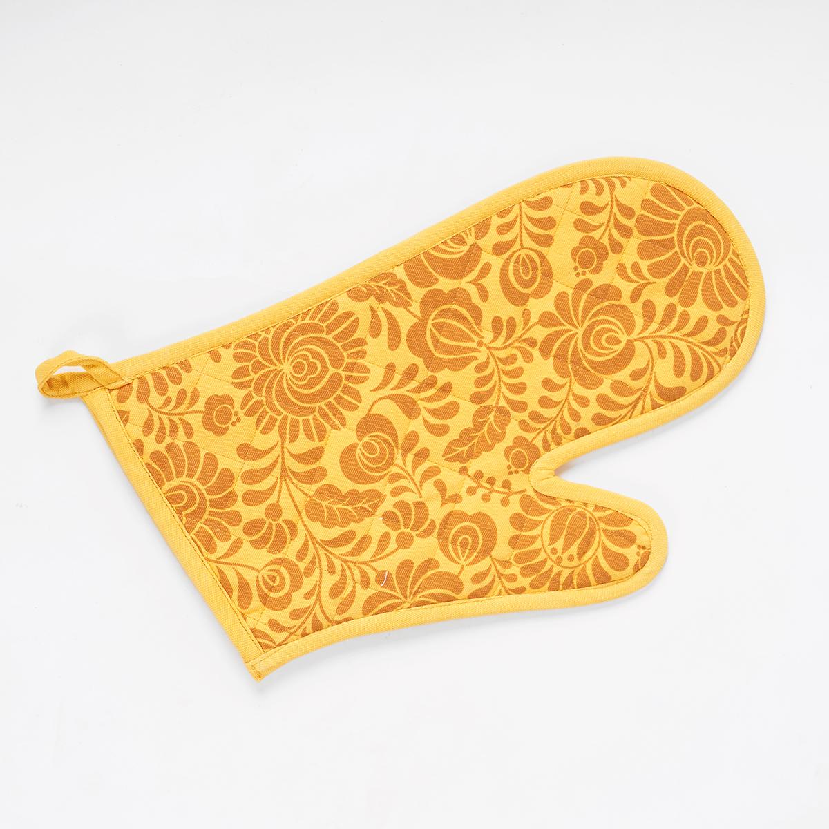 MATYO Yellow floral print Pot holder and Glove, kitchen accessory, 100% cotton, view options