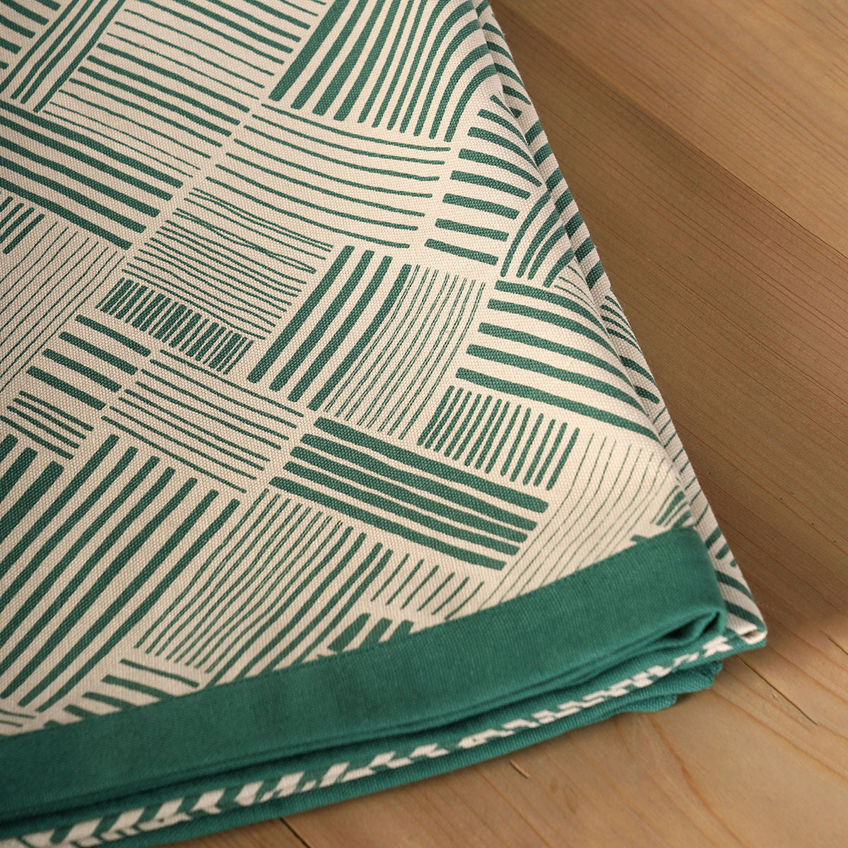 MODERN RETRO - Aqua Green cotton table cloth with geometrical stripe print, Sizes available