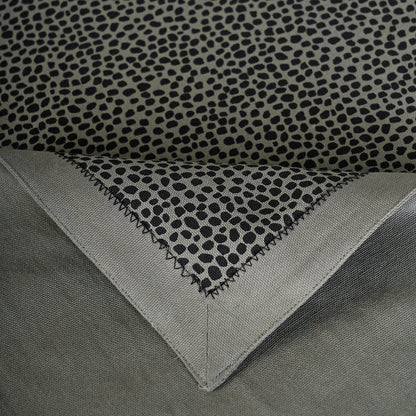 MODERN RETRO - Grey cotton Table runner, dot print with border and embroidery, sizes available