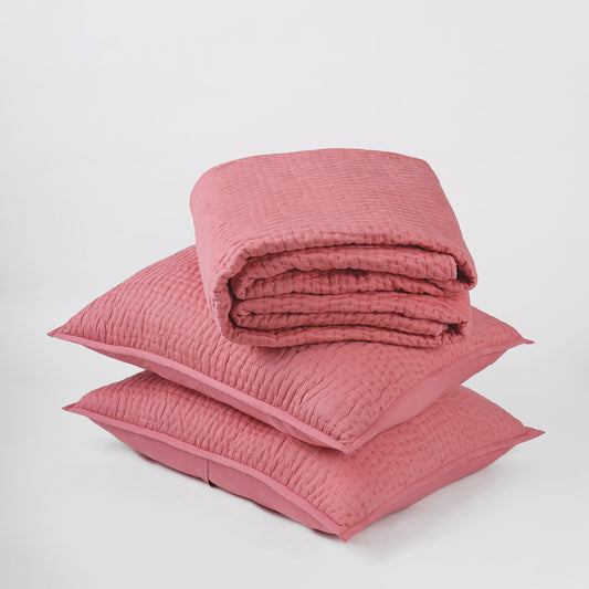Old Rose 300TC cotton Satin quilt set, Kantha bed set, sizes available
