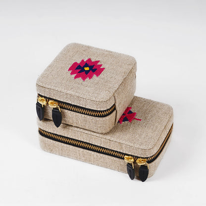Linen Rectangular Embroidered Jewellery box