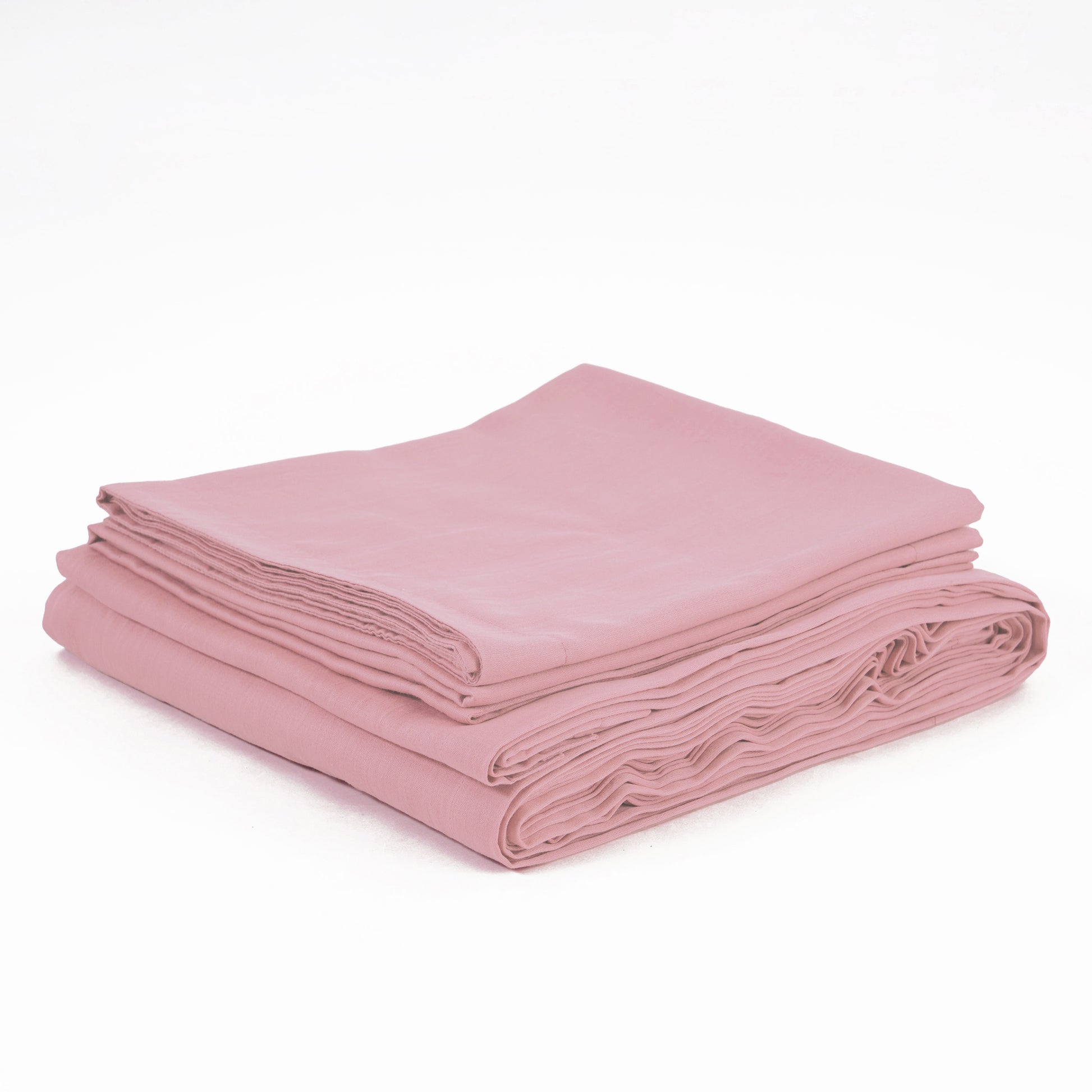 OLD ROSE 300TC flat sheet set, premium pure cotton satin - Vliving