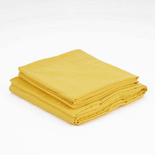 YELLOW 300TC flat sheet set, premium pure cotton satin, Sizes available