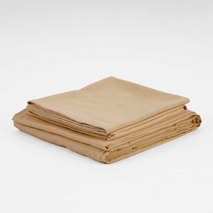 BEIGE 300TC flat sheet set, premium pure cotton satin - Vliving