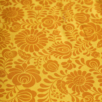 MATYO - Yellow colour Table cloth, floral print cotton fabric, size available, Napkins available