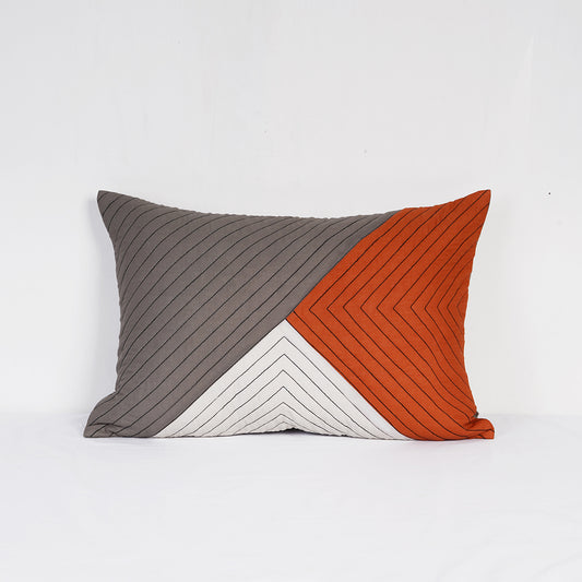 MODERN RETRO - Terracotta patchwork and quilted pillow cover, colour block cushion cover, sizes available