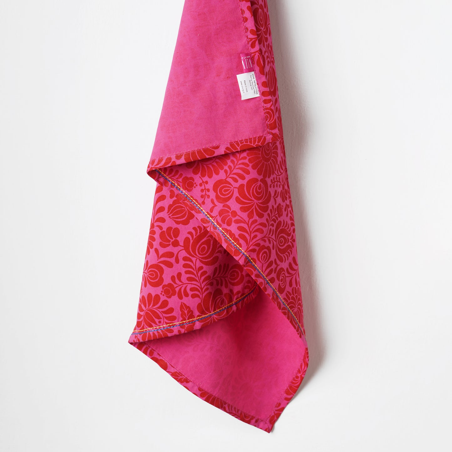 Matyo Hot Pink Floral Print Cotton Table Napkin | Set of 4 or 6 | 18 × 18 inches