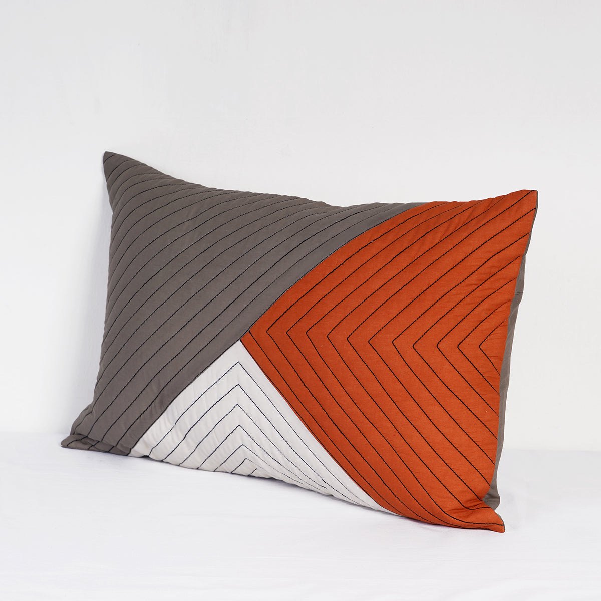 MODERN RETRO - Terracotta patchwork and quilted pillow cover, colour block cushion cover, sizes available