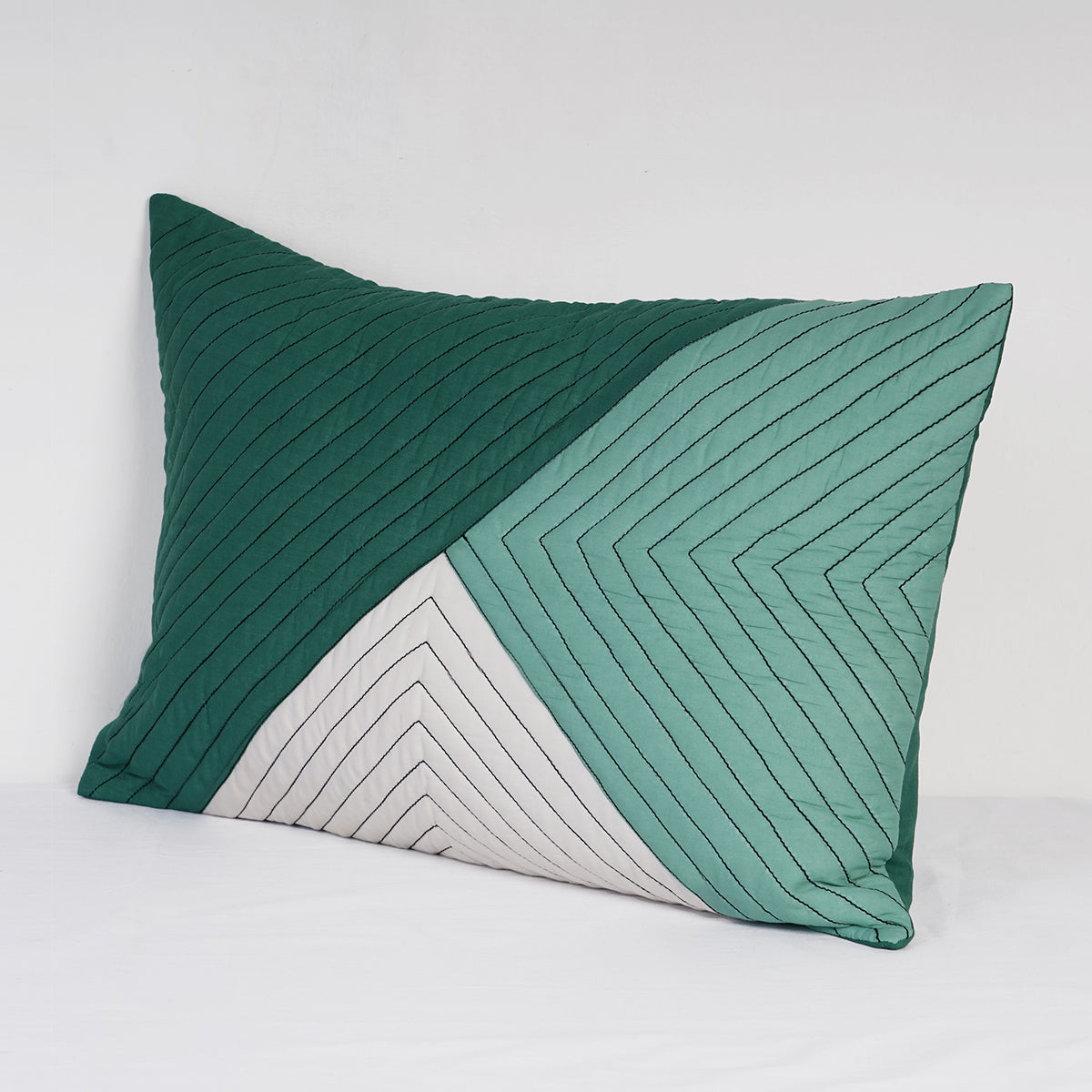 MODERN RETRO - Aqua Green patchwork and quilted pillow cover, colour block cushion cover, sizes available