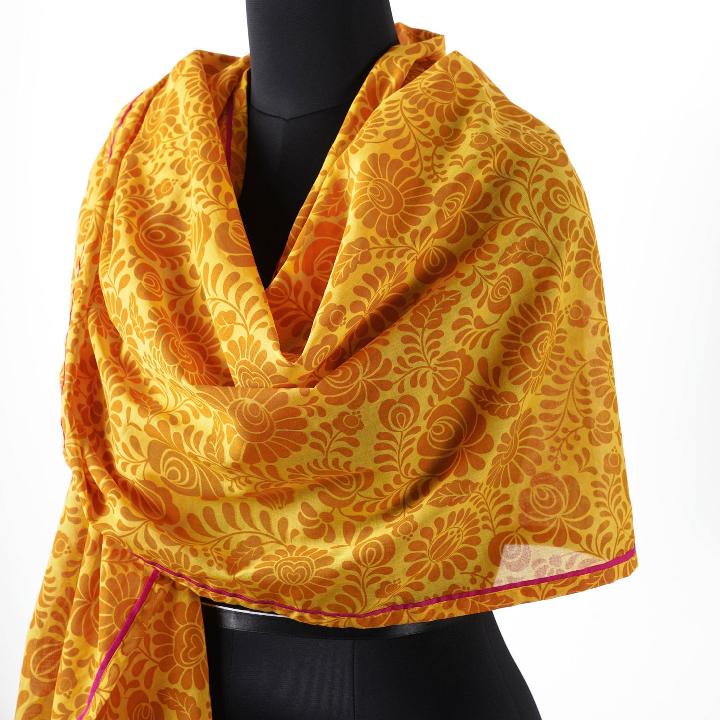 Matyo - Yellow printed cotton mulmul Summer Scarf