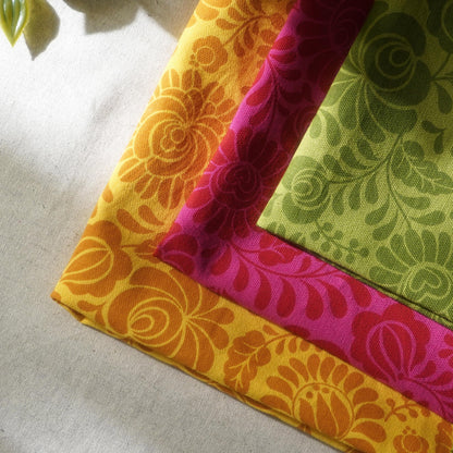 MATYO - Yellow colour Napkin, floral print cotton fabric, size available