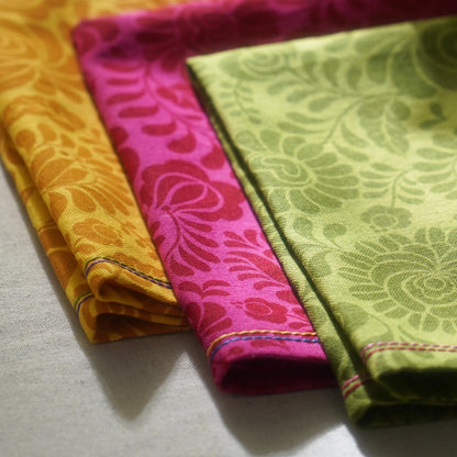 MATYO - Green colour Napkin, floral print cotton fabric, size available