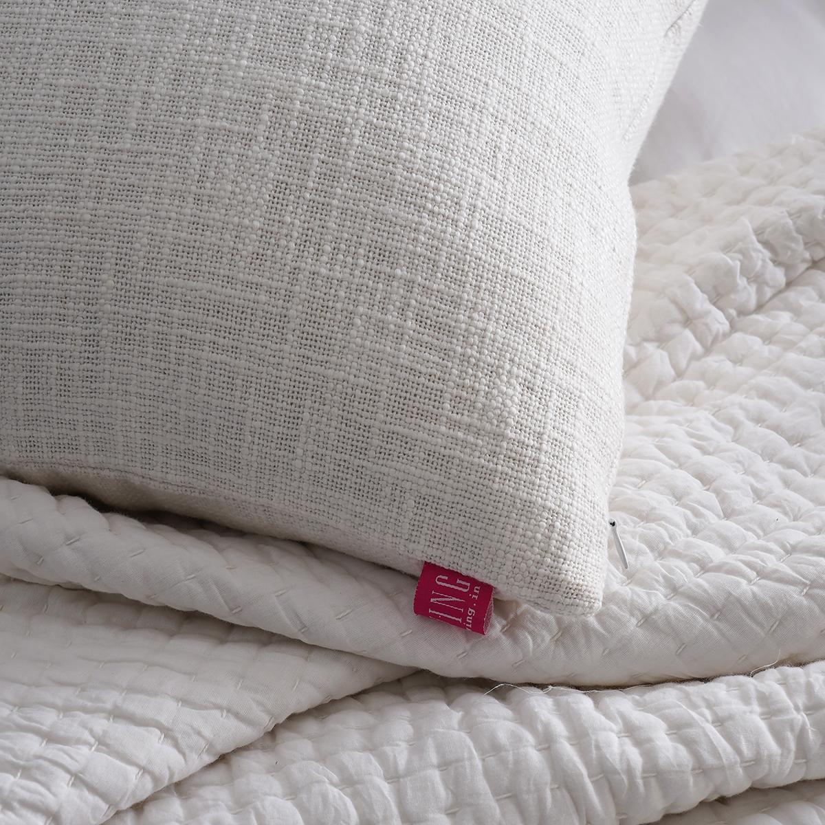 Natural White slub cotton Pillow cover, sizes available