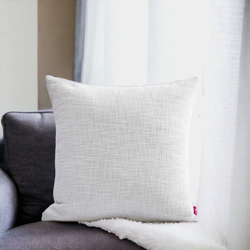 White Slub Cotton Pillow Cover | Textured Weave | Zip Closure | Multiple Sizes