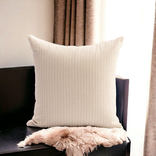 Natural Striped Cotton Pillow Cover | Woven Stripe Texture | Zip Closure | Multiple Sizes