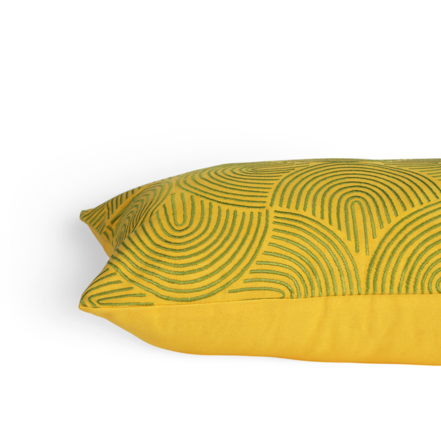 KASHIDAKAARI - Yellow long lumbar cotton pillow cover with modern retro pattern embroidery, 12X30 inches, other sizes available