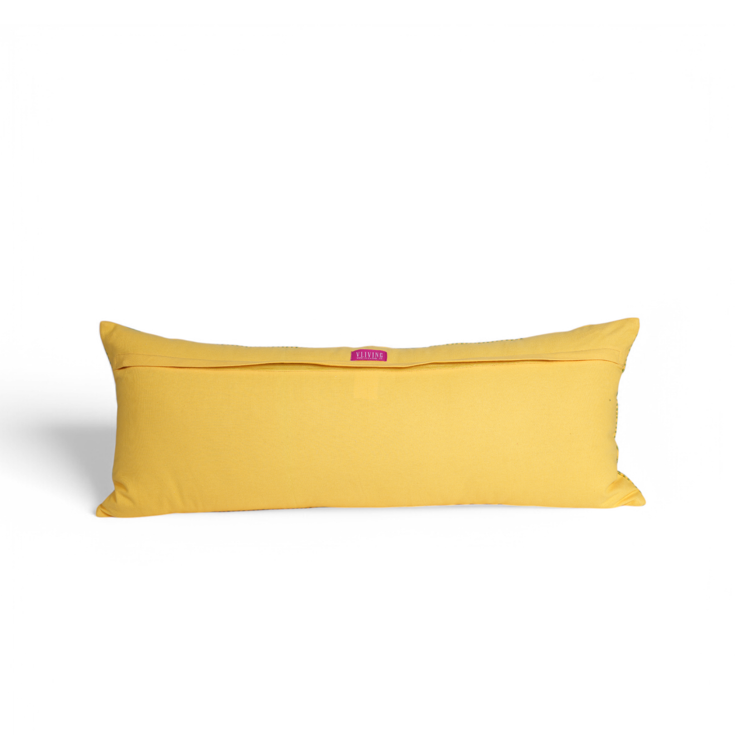 KASHIDAKAARI - Yellow long lumbar cotton pillow cover with modern retro pattern embroidery, 12X30 inches, other sizes available