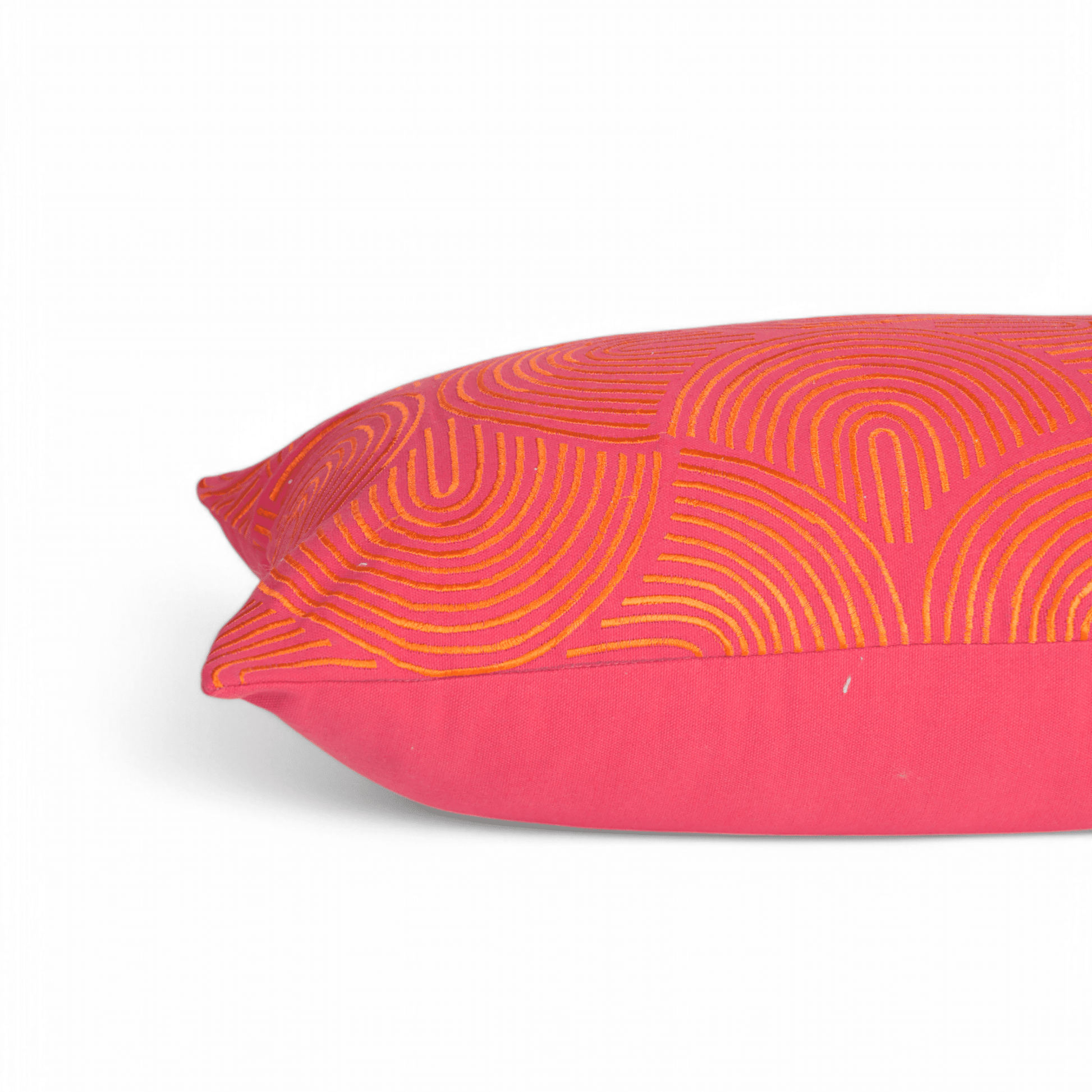 KASHIDAKAARI - Garnet red long lumbar cotton pillow cover with modern retro pattern embroidery, 12X30 inches, other sizes available