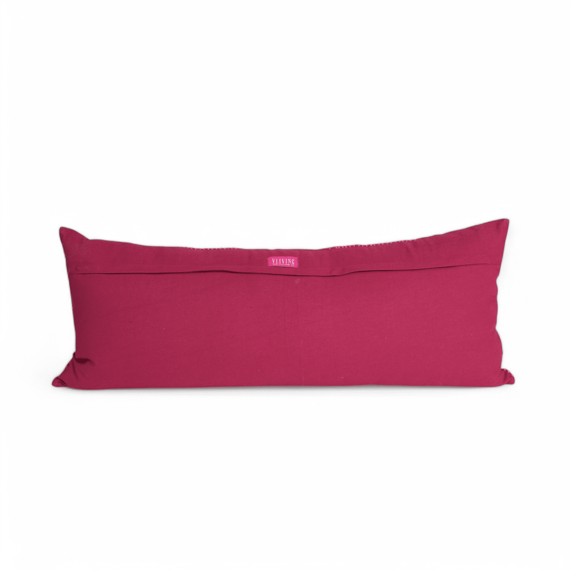 KASHIDAKAARI - Magenta long lumbar cotton pillow cover with modern retro pattern embroidery, 12X30 inches, other sizes available