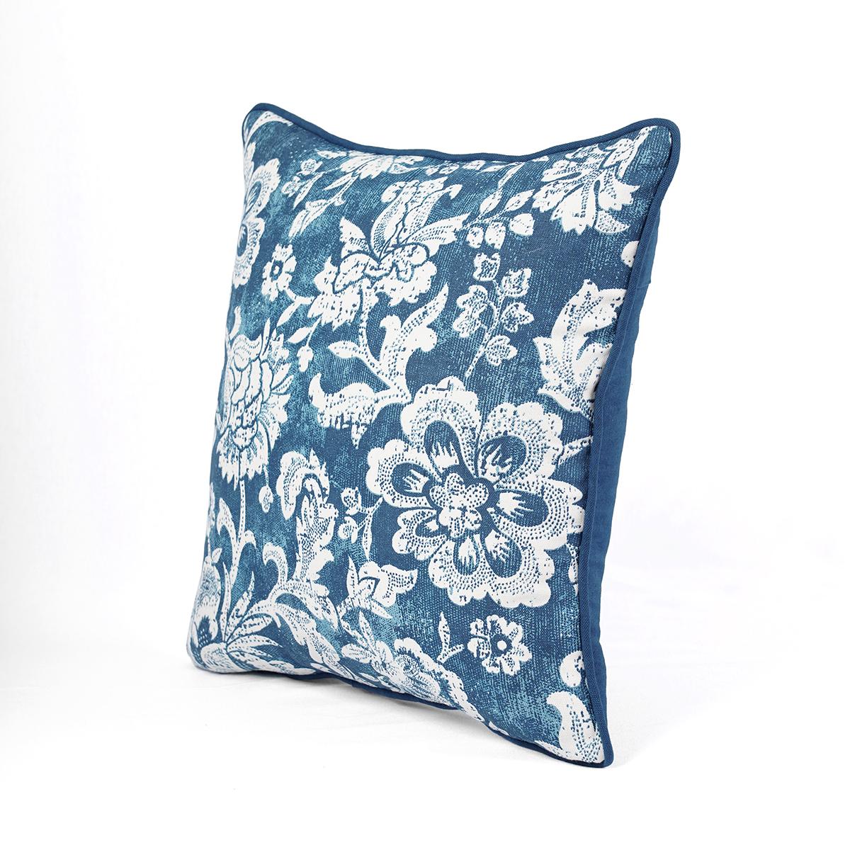 Indigo DOMINOTERIE bold floral print cotton pillow cover, sizes available