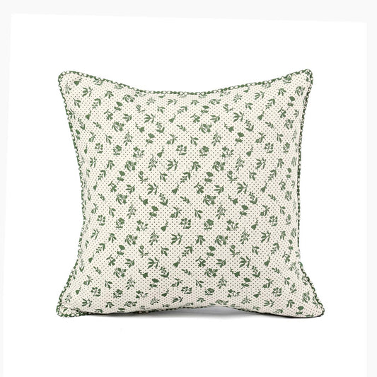 Green DOMINOTERIE small floral print cotton pillow cover, sizes available