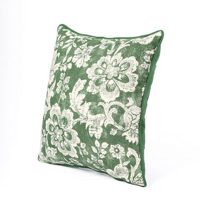 Green DOMINOTERIE bold floral print cotton pillow cover, sizes available