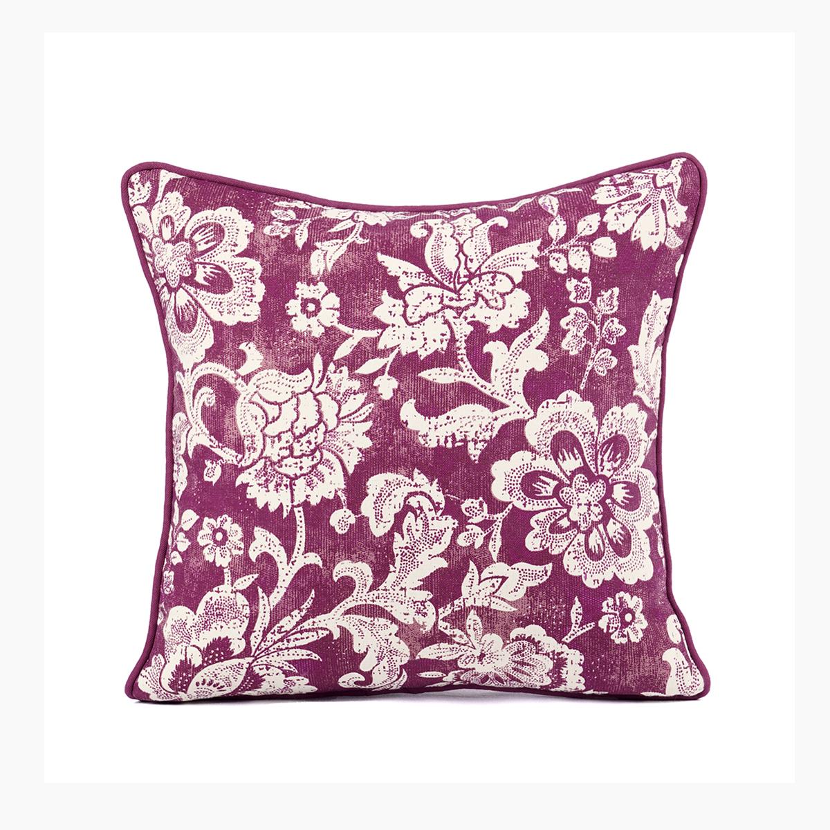 Plum DOMINOTERIE bold floral print cotton pillow cover, sizes available