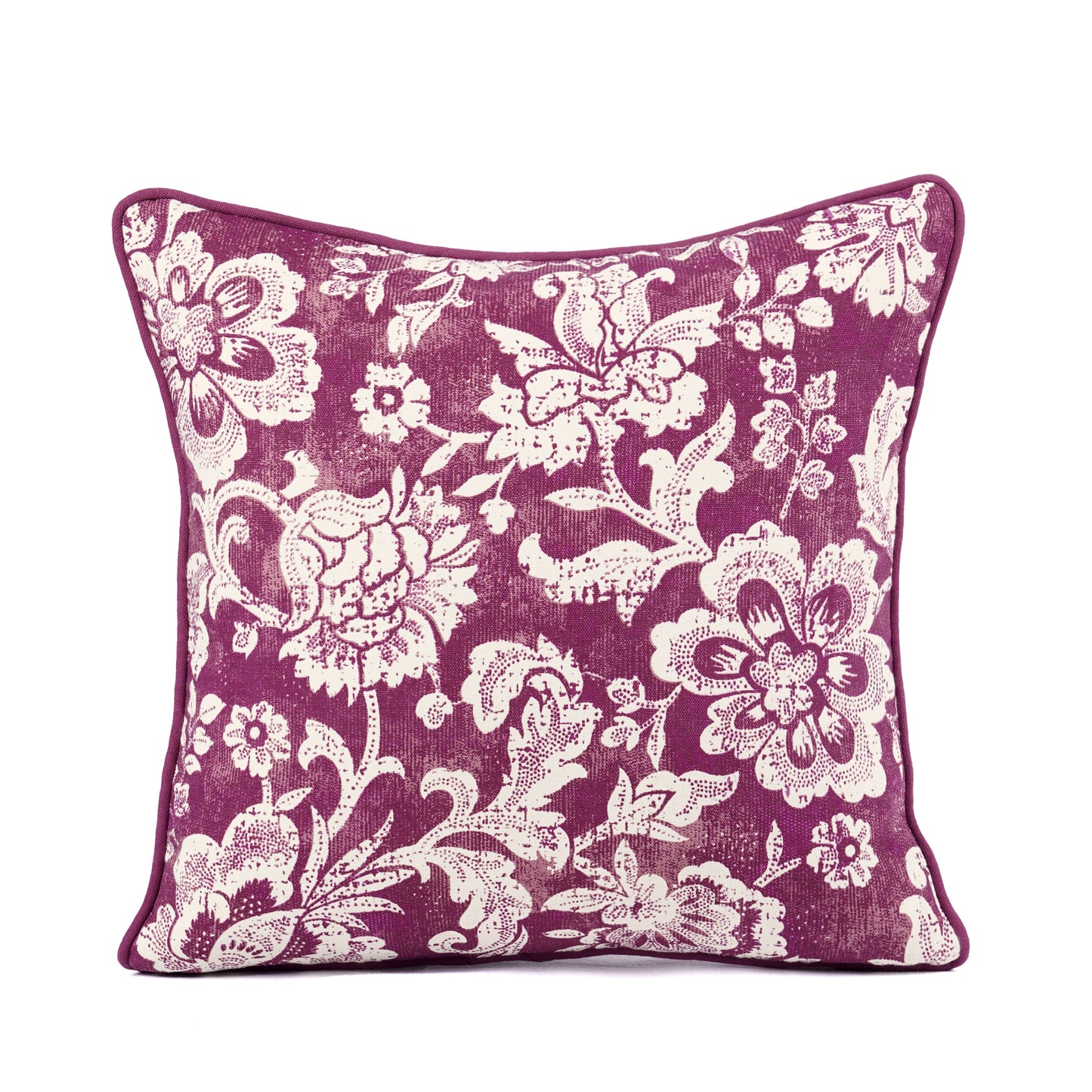 DOMINOTERIE - Plum Colour Printed Cotton Bed Runner Set - King / Queen / Twin Size