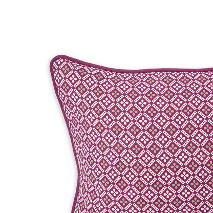 Plum/maroon DOMINOTERIE geometric print cotton pillow cover, sizes available