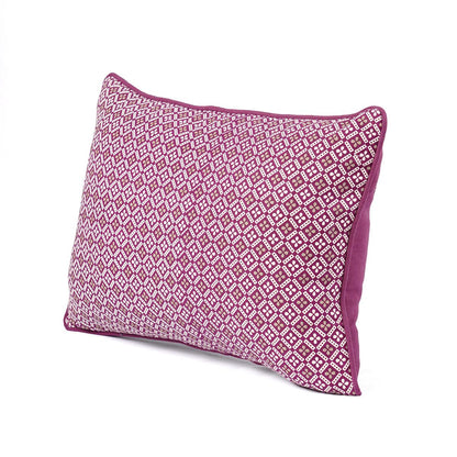 Plum/maroon DOMINOTERIE geometric print cotton pillow cover, sizes available