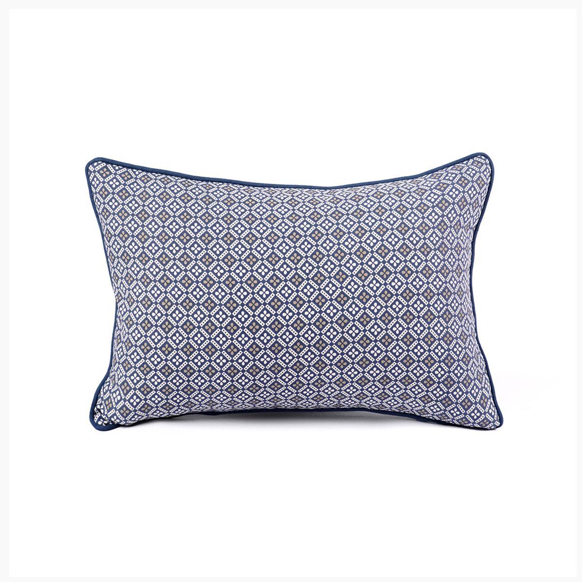 Indigo/dark blue DOMINOTERIE geometric print cotton pillow cover, sizes available