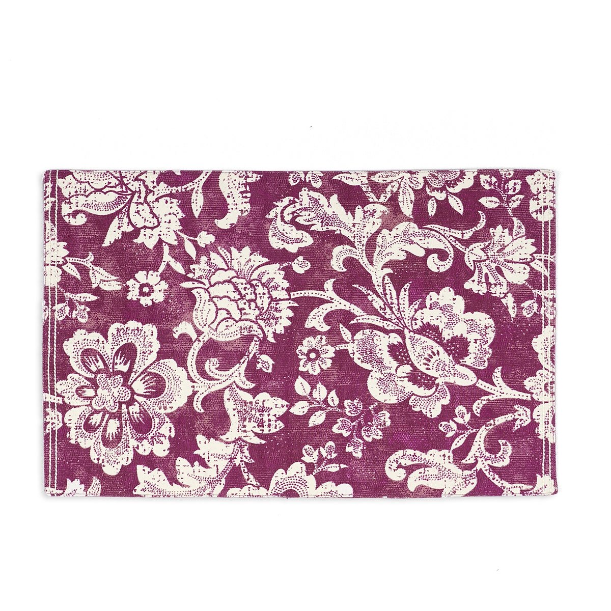 Maroon/Plum cotton Placemat with bold floral block print , 13X19 inches