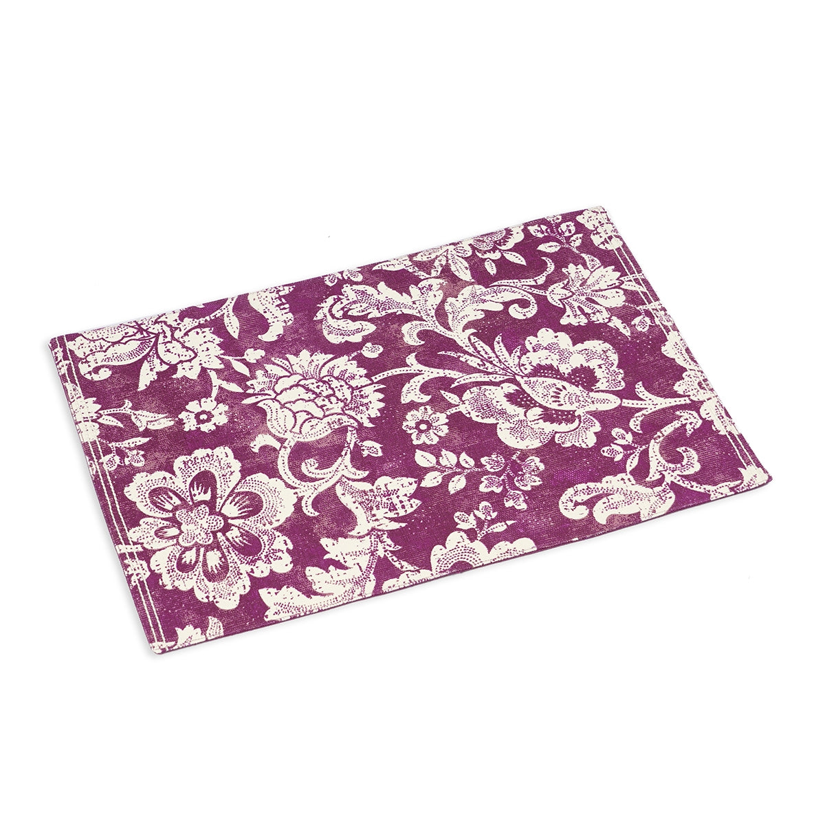 Maroon/Plum cotton Placemat with bold floral block print , 13X19 inches