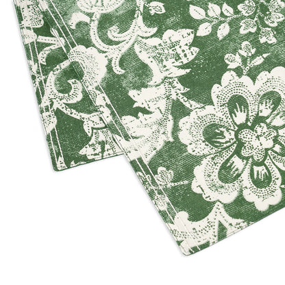 Green cotton Placemat with bold floral block print , 13X19 inches