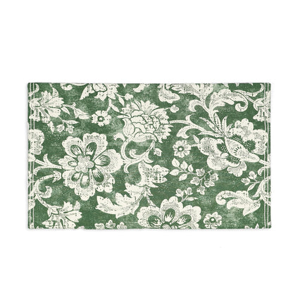 Green cotton Placemat with bold floral block print , 13X19 inches