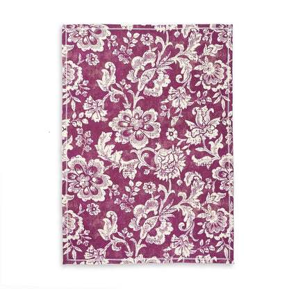 Plum Printed Kitchen Towel, bold floral pattern, 100% cotton, size 20"X28